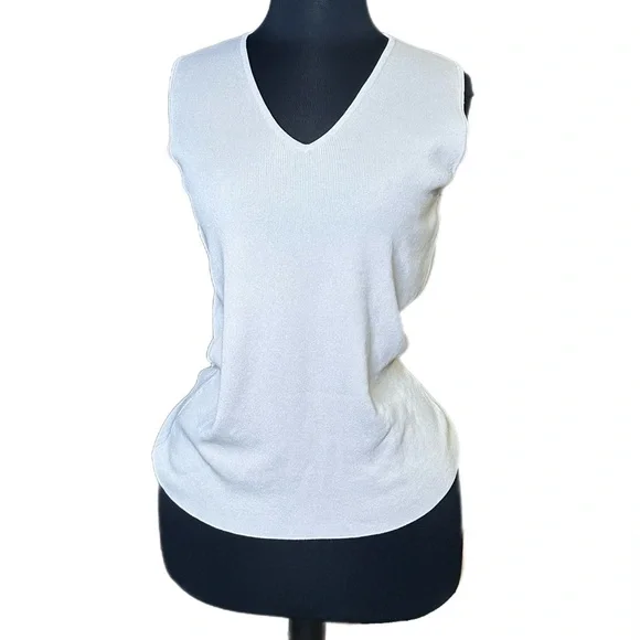 Vintage French Laundry Tan Gray V-Neck Sleeveless Top - Picture 6 of 6